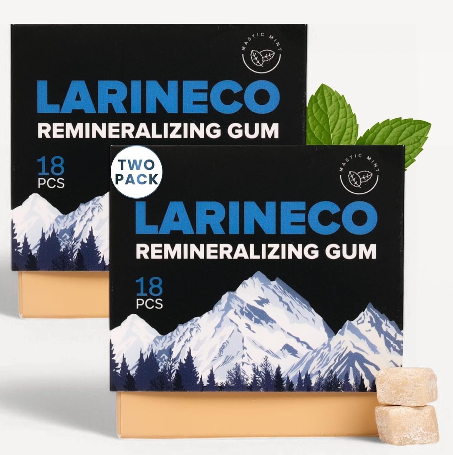 2Pack Larineco Remineralizing 36 Gum w/Nano Hydroxyapatite & Xylitol Mastic Mint